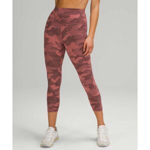 Lululemon Wunder Train HR Crop 23" Heritage 365 Camo Brier Rose Multi  12 NWT